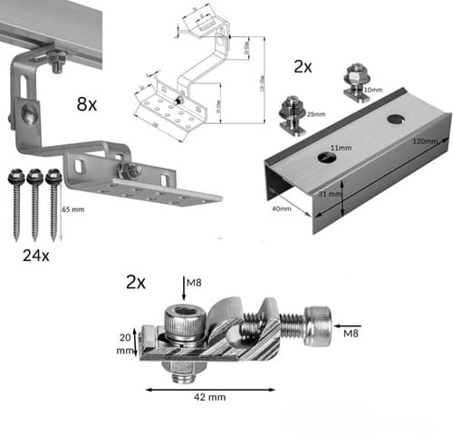 Balkonkraftwerk Ziegeldach Komplettset: 3 Module (1350 Wp)