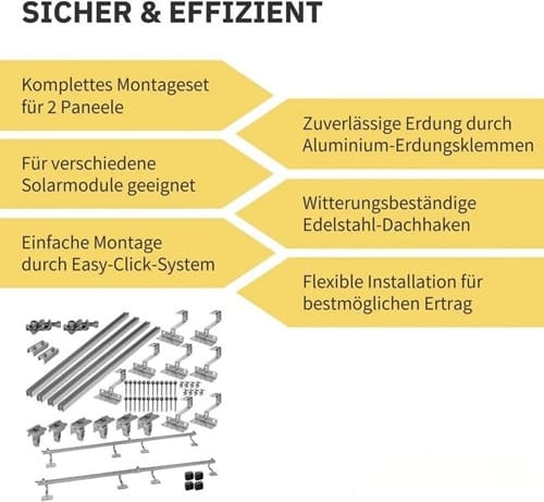 Balkonkraftwerk Ziegeldach Komplettset: 3 Module (1350 Wp)