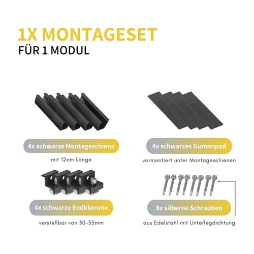 Balkonkraftwerk Flachdach Komplettset: 1 Modul (450 Wp)