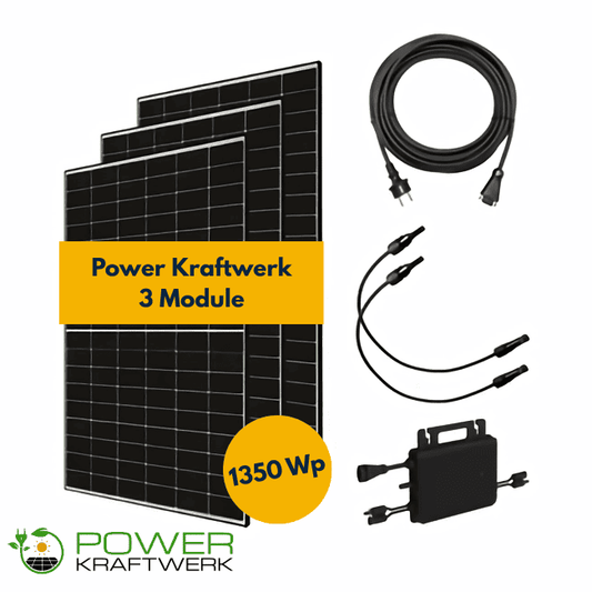 Balkonkraftwerk Gitterbalkon – 1350 Wp – 3 Module – Komplettset ohne Speicher