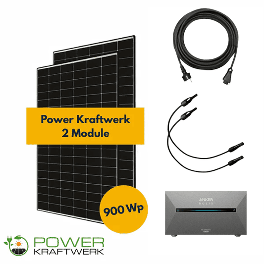 Balkonkraftwerk Flachdach – 900 Wp – 2 Module – Komplettset mit Speicher