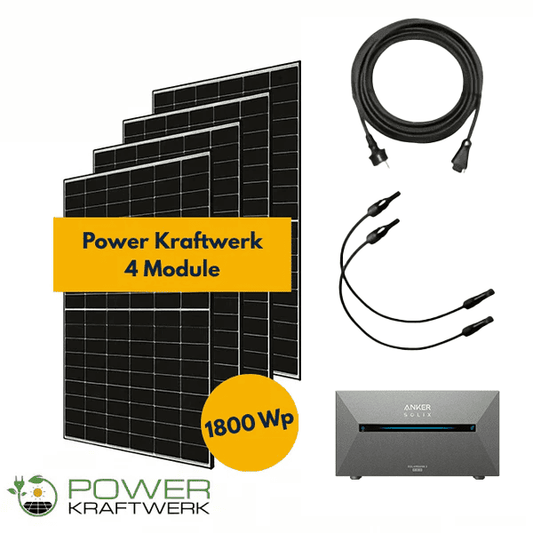 Balkonkraftwerk Flachdach – 1800 Wp – 4 Module – Komplettset mit Speicher