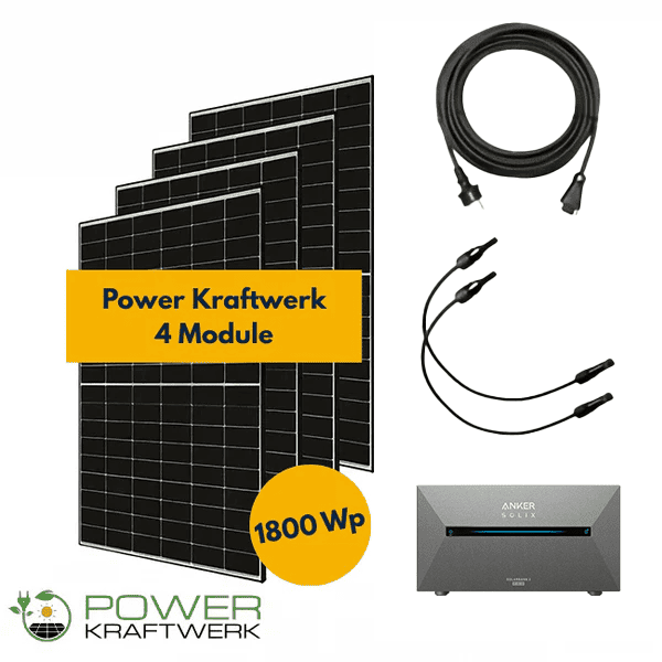 Balkonkraftwerk Ziegeldach – 1800 Wp – 4 Module – Komplettset mit Speicher