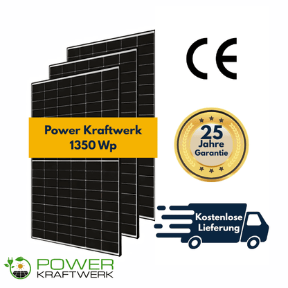 Balkonkraftwerk Gitterbalkon Komplettset: 3 Module (1350 Wp)